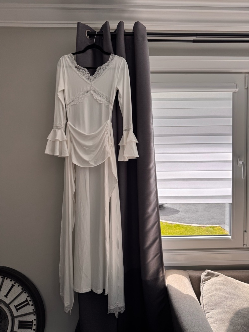 Women's White Lace-Trim Maxi Dress